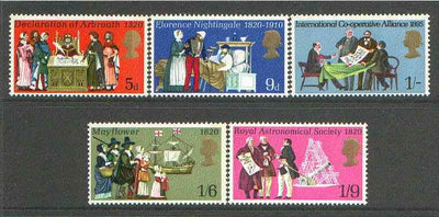 Great Britain 1970 Anniversaries unmounted mint set of 5, SG 819-23*