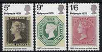 Great Britain 1970 Philympia '70 Stamp Exhibition unmounted mint set of 3