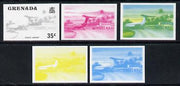 Grenada 1975 Pearls Airport 35c set of 5 imperf progressive colour proofs comprising the 4 basic colours plus 2-colour composite (as SG 661) unmounted mint