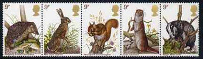 Great Britain 1977 British Wildlife unmounted mint strip of 5 SG 1039a