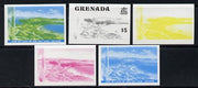 Grenada 1975 Canoe Bay $5 (View from Lighthouse) set of 5 imperf progressive colour proofs comprising the 4 basic colours plus blue & yellow composite (as SG 667) unmounted mint