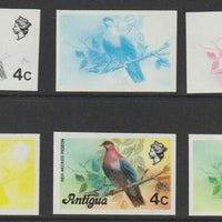 Antigua 1976 Red-necked pigeon 4c (without imprint) set of 6 imperf progressive colour proofs comprising the 4 basic colours, blue & yellow composite plus all 4 colours (as SG 473A) unmounted mint