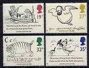 Great Britain 1988 Death Centenary of Edward Lear (Artist & Author) set of 4 unmounted mint, SG 1405-08