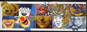 Great Britain 1991 Greeting Stamps (Smiles inscribed 1st) unmounted mint booklet pane of 10 plus labels,,SG 1550a