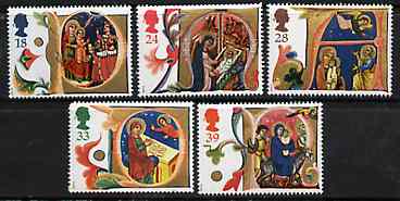 Great Britain 1991 Christmas - Illuminated Letters set of 5 unmounted mint SG 1582-86