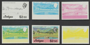 Antigua 1976 Irrigation Scheme $2.50 (with imprint) set of 6 imperf progressive colour proofs comprising the 4 basic colours, blue & yellow composite plus all 4 colours (as SG 484B) unmounted mint