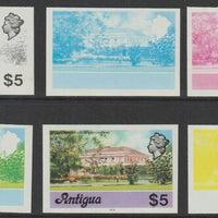 Antigua 1976 Government House $5 (with imprint) set of 6 imperf progressive colour proofs comprising the 4 basic colours, blue & yellow composite plus all 4 colours (as SG 485B) unmounted mint