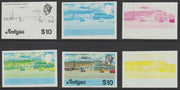 Antigua 1976 Coolidge Airport $10 (with imprint) set of 6 imperf progressive colour proofs comprising the 4 basic colours, blue & yellow composite plus all 4 colours (as SG 486B) unmounted mint