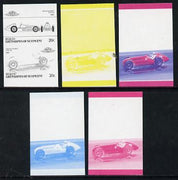 St Vincent - Bequia 20c Alfa Romeo (1950) set of 5 imperf unmounted mintrf progressive colour proofs in se-tenant pairs comprising the 4 basic colours plus blue & magenta composite (5 pairs)