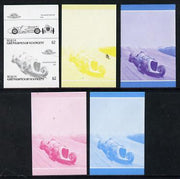 St Vincent - Bequia $2 Napier Railton (1933) set of 5 imperf progressive colour proofs in se-tenant pairs comprising the 4 basic colours plus blue & magenta composite (5 pairs) unmounted mint