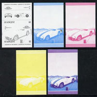 St Vincent 1985 Cars #3 (Leaders of the World) $2 Cunningham C-5R (1953) set of 5 imperf progressive colour proofs in se-tenant pairs comprising the 4 basic colours plus blue & magenta composite (5 pairs as SG 866a) unmounted mint