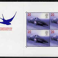 Great Britain 1998 British Land Speed Record Holders - Donald Campbell in Bluebird 20p P14.5 x 13.5 booklet pane of 4 unmounted mint, as SG 2059a