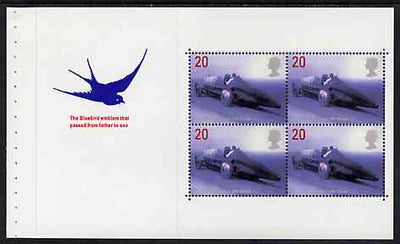 Great Britain 1998 British Land Speed Record Holders - Donald Campbell in Bluebird 20p P14.5 x 13.5 booklet pane of 4 unmounted mint, as SG 2059a