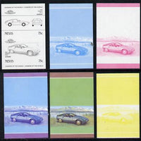 Nevis 1985 75c Porsche (1980) set of 6 imperf progressive colour proofs in se-tenant pairs comprising the 4 basic colours plus blue & magenta and blue, magenta & yellow composites (6 pairs as SG 330a) unmounted mint