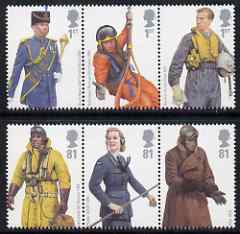 Great Britain 2008 Military Uniforms - RAF perf set of 6 (2 se-tenant strips of 3) unmounted mint SG 2862-67