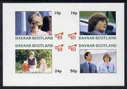 Davaar Island 1982 Princess Di's 21st Birthday imperf sheetlet containing complete set of 4 values (10p to 50p) unmounted mint