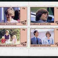 Gairsay 1982 Princess Di's 21st Birthday perf sheetlet containing complete set of 4 values (12p to 44p) unmounted mint
