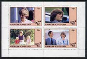 Gairsay 1982 Princess Di's 21st Birthday perf sheetlet containing complete set of 4 values (12p to 44p) unmounted mint