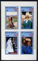 Iso - Sweden 1982 Princess Di's 21st Birthday imperf sheetlet containing complete set of 4 values (50 to 500) unmounted mint