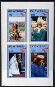 Iso - Sweden 1982 Princess Di's 21st Birthday imperf sheetlet containing complete set of 4 values (50 to 500) unmounted mint