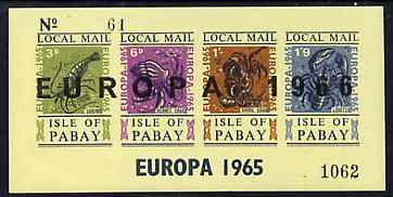 Pabay 1965 Europa (Crustaceans) m/sheet opt'd 1966 (in black) gum slightly disturbed