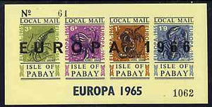 Pabay 1965 Europa (Crustaceans) m/sheet opt'd 1966 (in black) gum slightly disturbed