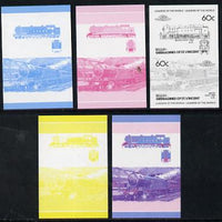 St Vincent - Bequia 60c Baltic (4-6-4T) set of 5 imperf progressive colour proofs in se-tenant pairs comprising the 4 basic colours plus blue & magenta composite (5 pairs) unmounted mint