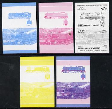 St Vincent - Bequia 60c Baltic (4-6-4T) set of 5 imperf progressive colour proofs in se-tenant pairs comprising the 4 basic colours plus blue & magenta composite (5 pairs) unmounted mint