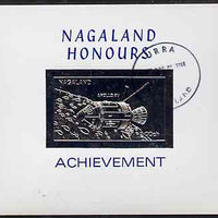 Nagaland 1972 Apollo 15 2ch value embossed in silver on glossy card with first day cancellation (imperf)