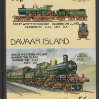 Davaar Island 1983 Locomotives #1 GWR Badminton Class 4-4-0 loco 56p imperf se-tenant pair overprinted SPECIMEN unmounted mint