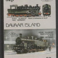 Davaar Island 1983 Locomotives #1 DRG Class 97 0-10-0 loco 32p imperf se-tenant pair overprinted SPECIMEN unmounted mint