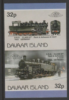 Davaar Island 1983 Locomotives #1 DRG Class 97 0-10-0 loco 32p imperf se-tenant pair overprinted SPECIMEN unmounted mint