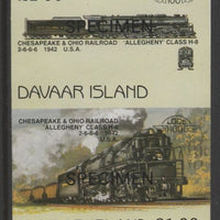 Davaar Island 1983 Locomotives #1 Chesapeake & Ohio Class H8 2-6-6-6 loco £1 imperf se-tenant pair overprinted SPECIMEN unmounted mint