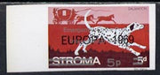 Stroma 1971 Strike Mail - Dogs - Dalmation imperf 5p on 5d overprinted Europa 1969 additionally opt'd  Emergency Strike Post International Mail unmounted mint