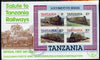 Tanzania 1985 Locomotives perf miniature sheet with 'Caribbean Royal Visit 1985' opt in gold on cover with first day cancel