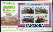 Tanzania 1985 Locomotives perf miniature sheet with 'Caribbean Royal Visit 1985' opt in gold on cover with first day cancel