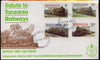 Tanzania 1985 Locomotives imperf set of 4 with 'Caribbean Royal Visit 1985' opt in gold on cover with first day cancel