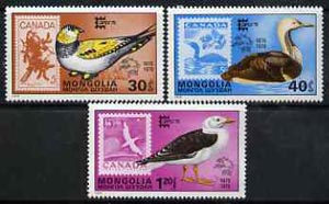Mongolia 1978 Birds the 3 values from Capex '78' Stamp Exhibition set of 7 unmounted mint, SG 1139-40 & 1144*