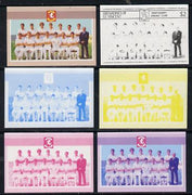 St Vincent - Grenadines 1985 Cricketers #3 - $2 Kent Team - set of 6 imperf progressive colour proofs comprising the 4 basic colours plus blue & magenta and blue, magenta & yellow composites unmounted mint as SG 368