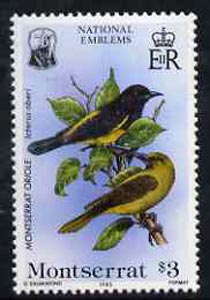 Montserrat 1985 Oriole $3 from National Emblems Flora & Fauna set unmounted mint, SG 630*