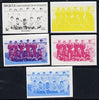 St Vincent - Bequia 1986 World Cup Football 1c (S Korean Team) set of 5 imperf progressive colour proofs comprising the 4 basic colours plus blue & magenta composite unmounted mint