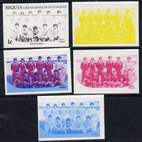 St Vincent - Bequia 1986 World Cup Football 1c (S Korean Team) set of 5 imperf progressive colour proofs comprising the 4 basic colours plus blue & magenta composite unmounted mint