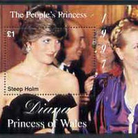 Steep Holm 1997 Diana, The People's Princess perf souvenir sheet #1 (£1 value Attending a Function) unmounted mint