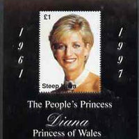 Steep Holm 1997 Diana, The People's Princess perf souvenir sheet #2 (£1 value Portrait with black frame) unmounted mint
