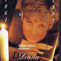 Davaar Island 1997 Diana, The People's Princess perf souvenir sheet (£1 value showing candle-lit picture) unmounted mint