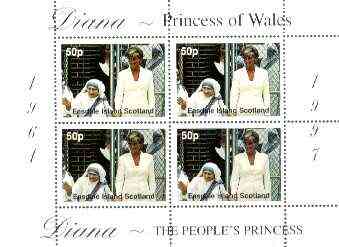 Easdale 1997 Diana, The People's Princess perf sheetlet containing 4 x 50p values (Diana with Mother Teresa) unmounted mint