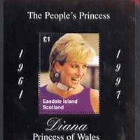 Easdale 1997 Diana, The People's Princess perf souvenir sheet #2 (£1 value Portrait with black background) unmounted mint