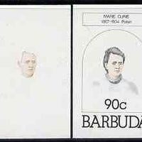 Barbuda 1981 Marie Curie 90c set of 4 imperf progressive colour proofs comprising 3 single colours plus 2-colour composite (as SG 547) unmounted mint