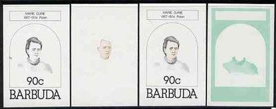 Barbuda 1981 Marie Curie 90c set of 4 imperf progressive colour proofs comprising 3 single colours plus 2-colour composite (as SG 547) unmounted mint