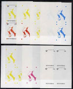 Iso - Sweden 1982 Football World Cup imperf sheetlets containing set of 4 values, the set of 7 progressive colour proofs comprising the 4 individual colours, 2, 3 and all 4-colour composites unmounted mint
